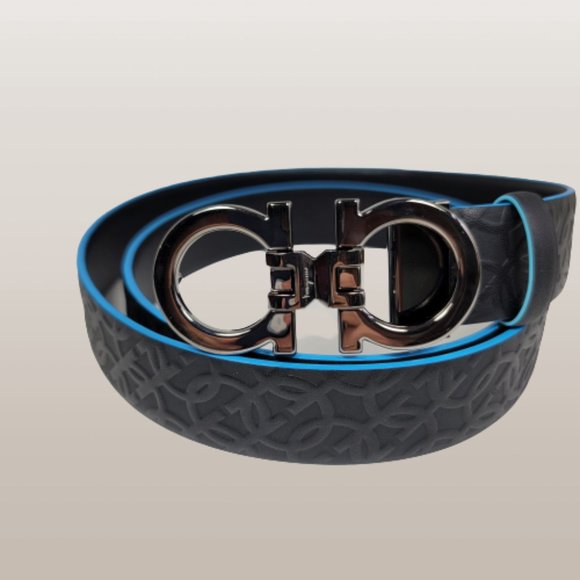 Ferragamo Embossed Two-Tone Gancini Belt - Picture 2 of 7